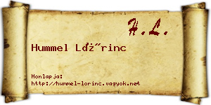 Hummel Lőrinc névjegykártya